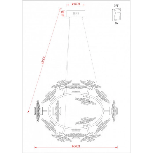 Люстра Подвесная Arte Lamp CHERISH A2097LM-90GO 1*LED Металл Прозрачный