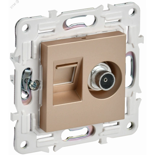 SKANDY Розетка двойная TV+RJ45 кат.6E SK-A15Sa песочный IEK