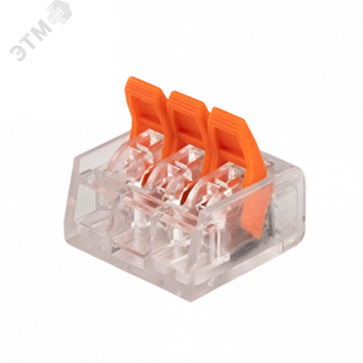 Клеммы монтажные многоразовые  PTC-3P 221-413 450V 32A 0,14-4.0mm2,  3 отверстия, прозрачные / 50шт.