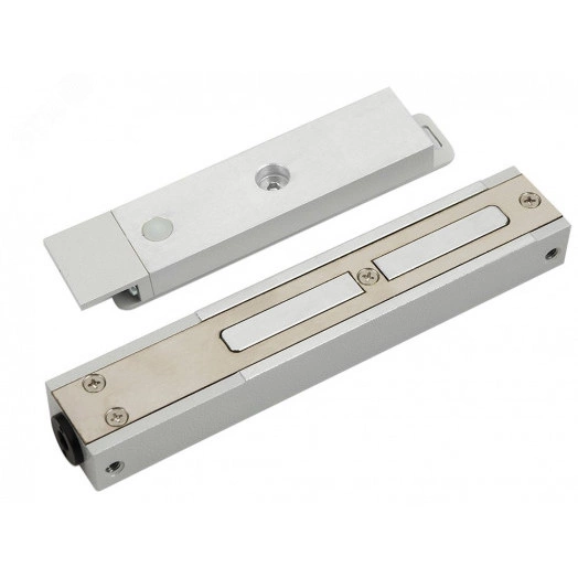 Замок электромагнитный взрывозащищенный ALM-FM-M21-G-24-K с герконом, усилие удержания якоря 180 кгс, с постоянно присоединенным кабелем длиной 2 метра, с устройством ввода для открытой прокладки небронированного кабеля