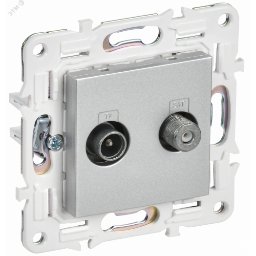 SKANDY Розетка двойная TV+SAT SK-A13S серебряный IEK
