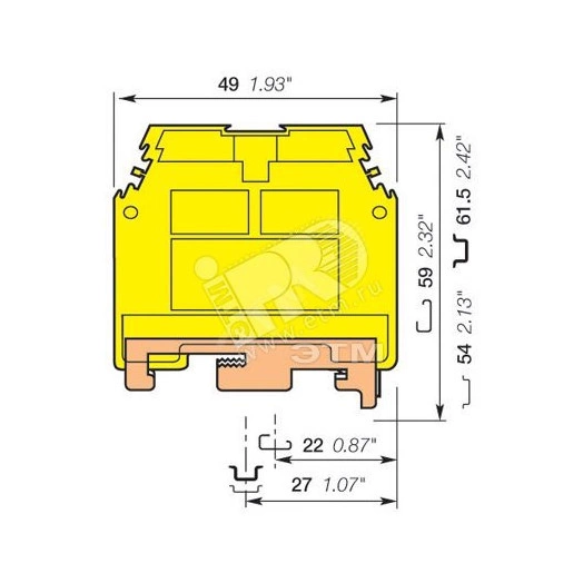 Клемма винтовая M35/16P Земля 35мм.кв