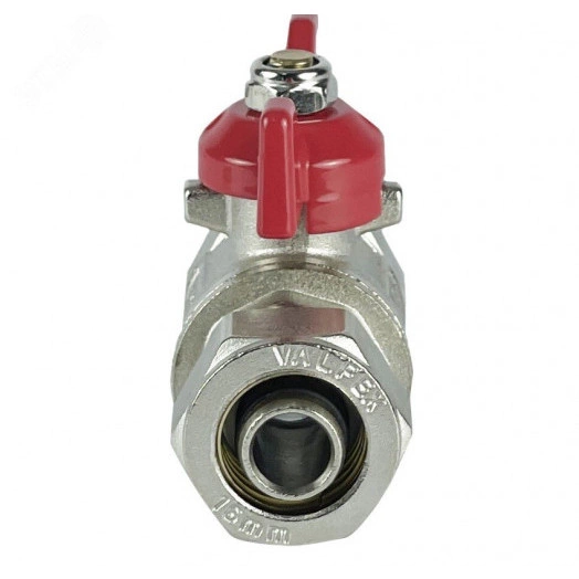 Кран шаровой обжимной, ручка-бабочка 16х16 НИКЕЛИРОВАННЫЙ