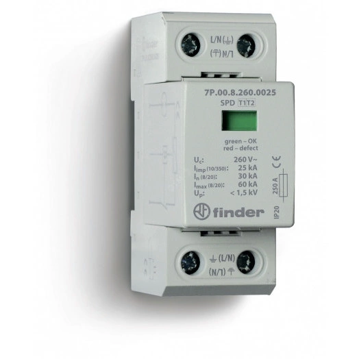 Устройства защиты от импульсных перенапряжений УЗИП тип 1+2 (1 варистор/искровый разрядник)