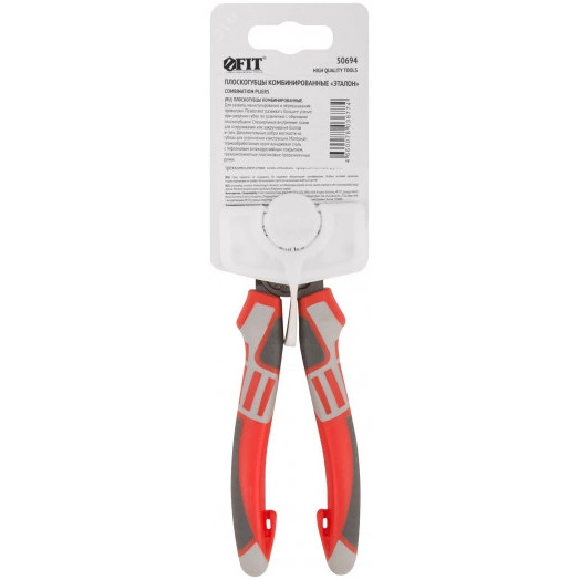 Плоскогубцы комбинированные ''Эталон'', CrV сталь, ребра жесткости на губках, тефлоновое покрытие, 3К прорезиненные ручки 180 мм