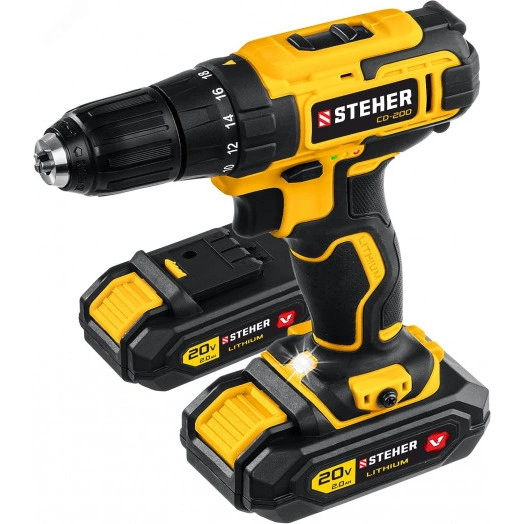 Дрель-шуруповерт 20 В, 40 Нм, 2 АКБ (2 Ач), кейс