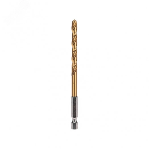 Сверло по металлу, 6 мм, Р6М5, ТИТАН, шестигранный хвостовик (1 шт. в упаковке) DIN 338