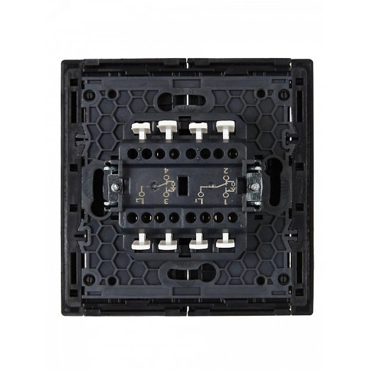 FORTE&PIANO Выключатель 2-клавишный проходной с индикацией 10А FP108 черный IEK