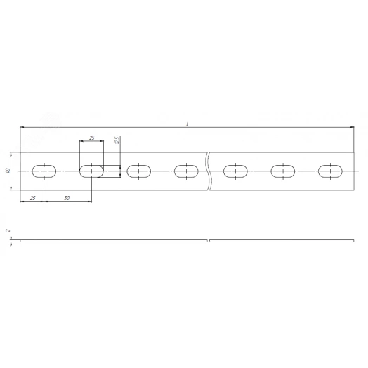 Полоса перфорированная ПП40 2000 мм К107 (2 мм) HDZ