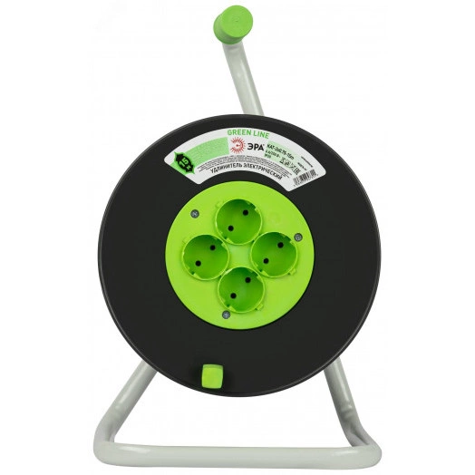 Удлинитель силовой на катушке пластик 4 розетки без заземления 15м ПВС 2x0.75мм2 GREEN LINE KAT-2x0.75-15m Greenlin ЭРА
