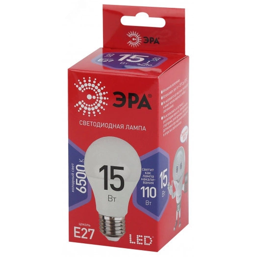 Лампа светодиодная LED A60-15W-865-E27 R (диод, груша, 15Вт, хол, E27) (10/100/1500)