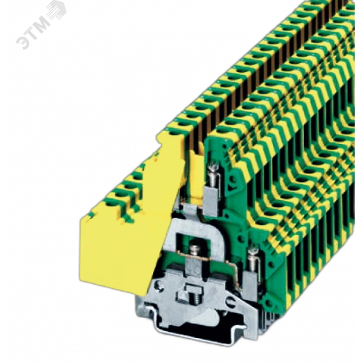 Клемма заземления двухуровневая, винтовой зажим, 4 точки подключения, 4 кв.мм