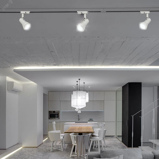 Светильник-прожектор UBL-Q323 GU10 WHITE трековый. Под лампу GU10. Корпус белый