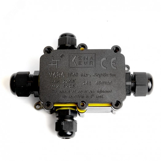 Коробка распределительная водонепроницаемая 4 выхода, с клеммой в комплекте,