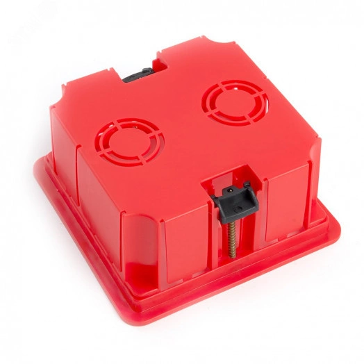 EBX30-02-1-20-92 Коробка монтажная для полых стен, с пластиковыми зажимами, с крышкой, 92*92*45мм, IP20, красный (GE41022)