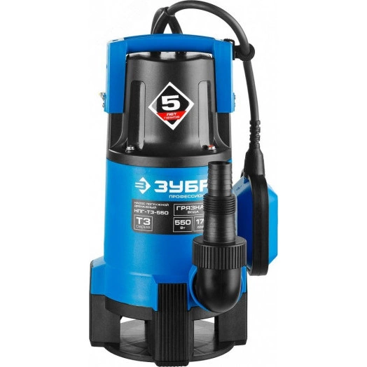 Насос дренажный для грязной воды Профессионал НПГ-Т3-550 ЗУБР, 550 Вт