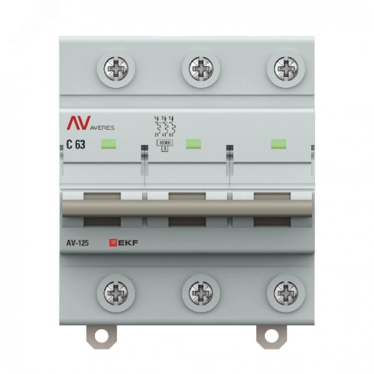 Выключатель автоматический AV-125 3P 63A (D) 10kA EKF AVERES