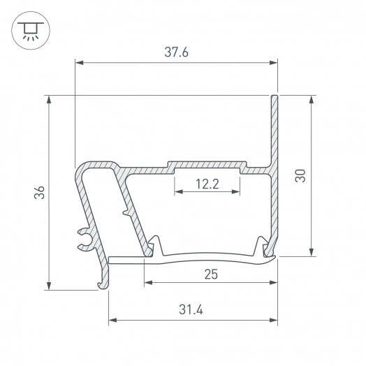 Профиль STRETCH-S-30-WALL-SIDE-2000 (STEP) (Алюминий)