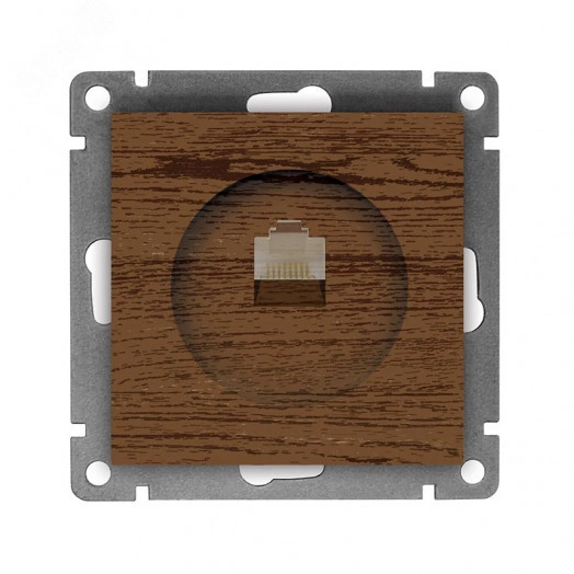 Розетка компьютерная одноместная UNIVersal серия Афина с/у, 1А, RJ45, венге (еврослот), механизм