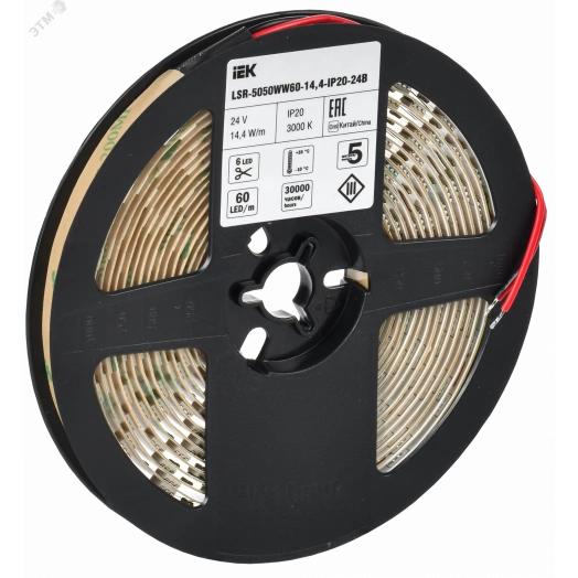 Лента светодиодная 5м LSR-5050WW60-14,4-IP20-24В IEK