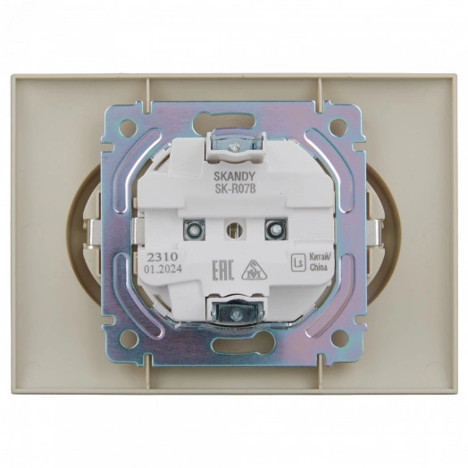 SKANDY Розетка 2-местная с заземлением с защитными шторками 16А в сборе SK-R07B бежевый IEK