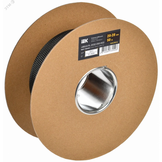 Оплетка кабельная 20-28мм полиэстер 50м черная IEK