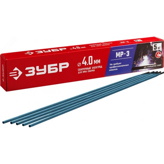 Электроды МР-3 рутиловый, d 4.0 х 450 мм, 5 кг в коробке.