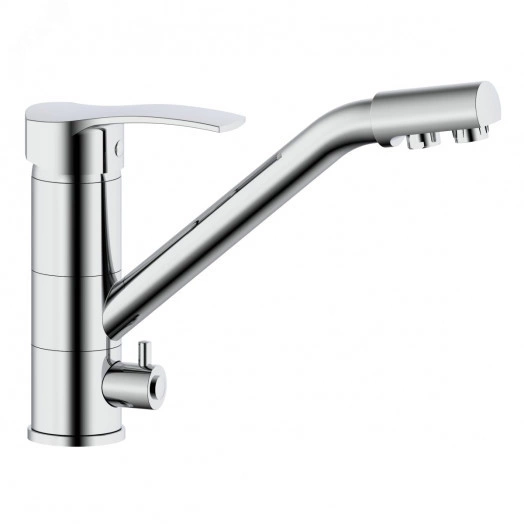 Смеситель для кухни шаровый, с длинным изливом на две воды, латунь