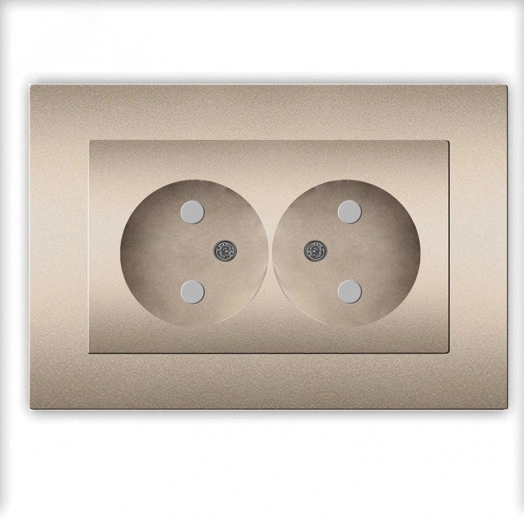 Розетка двухместная UNIVersal серия Афина б/з, с/у, з/ш, 16А, 220В, шампань (еврослот), механизм