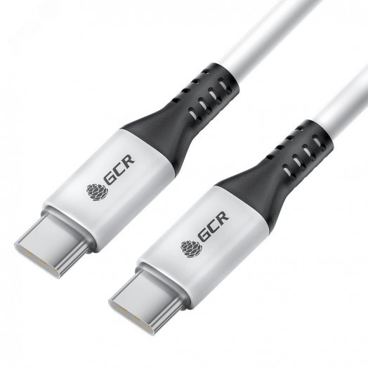 Кабель USB Type C на Type C, 1.5 м., AL белый-черный