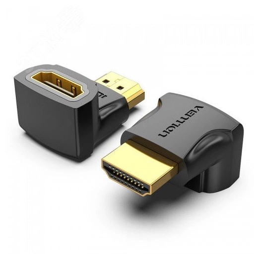 Адаптер переходник HDMI v2.0 19M на 19F, угол 90, контакты позолоченные