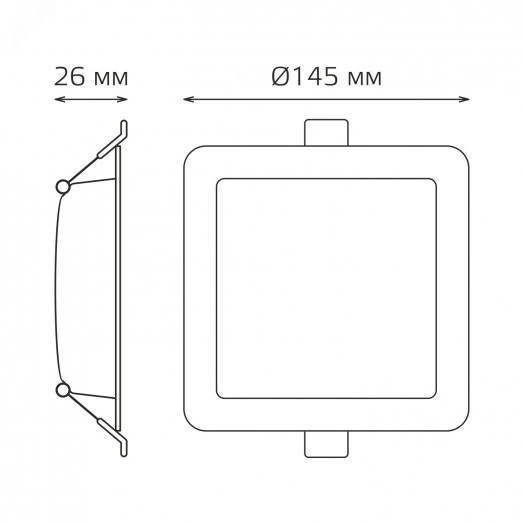 Светильник светодиодный ДВО 12 Вт 4000К 1000 лм 170-260В IP20 145х145х26мм монт разм 120х120мм Пластик Elementary Gauss