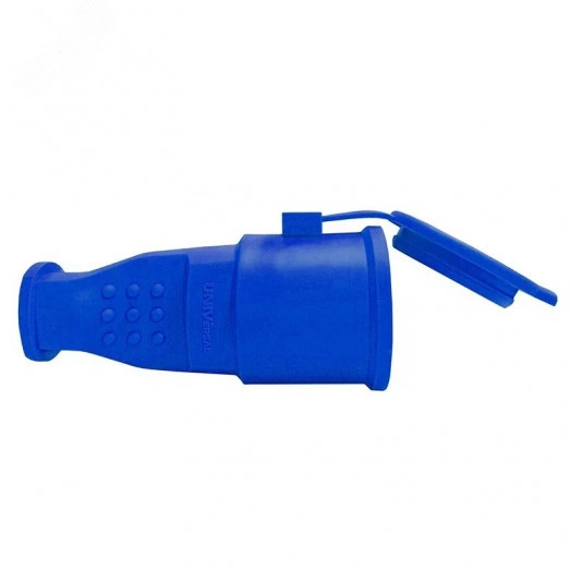 Разъем штепсельный UNIVersal с/з каучук с заглушкой 16А 250В IP44 цвет синий (еврослот)