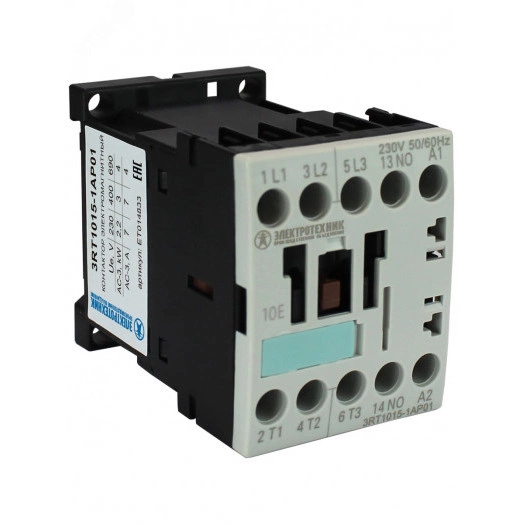 Контактор электромагнитный 3RT1015-1AP01, 3-пол., 7А, AC-3, 3кВт/400V, 1НО, 230V АС, 50/60Гц, типоразмер S00, винтовые клеммы, IP20