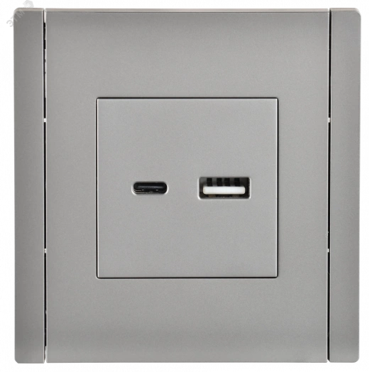 FORTE&PIANO Розетка USB A+C 3,1А FP550 сталь IEK