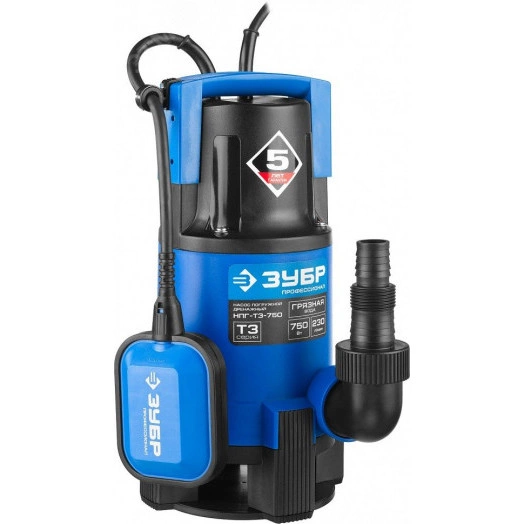 Насос дренажный для грязной воды Профессионал НПГ-Т3-750 ЗУБР, 750 Вт