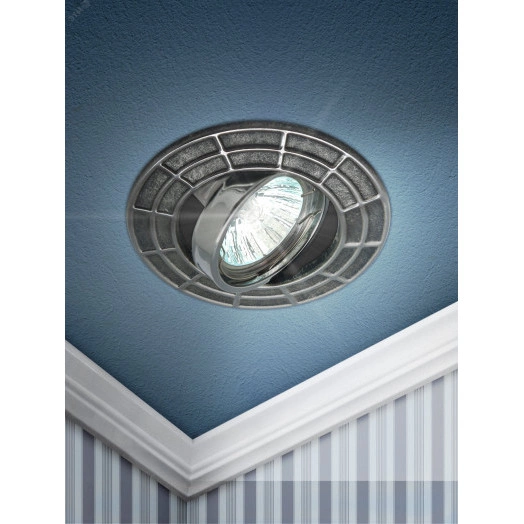 Светильник штампованный поворотный MR16,12V/220V, 50W сатин серебро/хром ST7A CH/SS