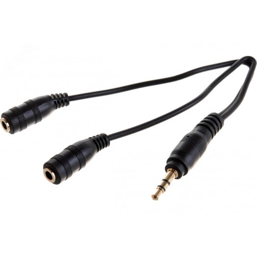 Разветвитель для наушников Audio Jack 2x3.5, 0.15 м.