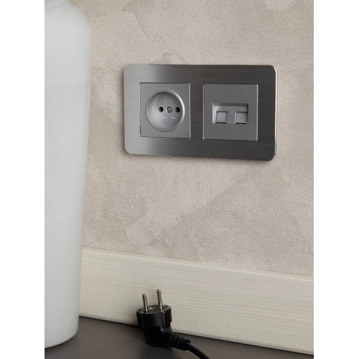 BRITE Рамка 2 поста РУ-2-1-Бр металл алюминий RE AL IEK