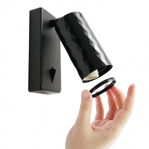 Светильник ДБО GU10 без лампы наклонный с выключателем черный