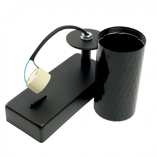 Светильник ДБО GU10 без лампы наклонный с выключателем черный