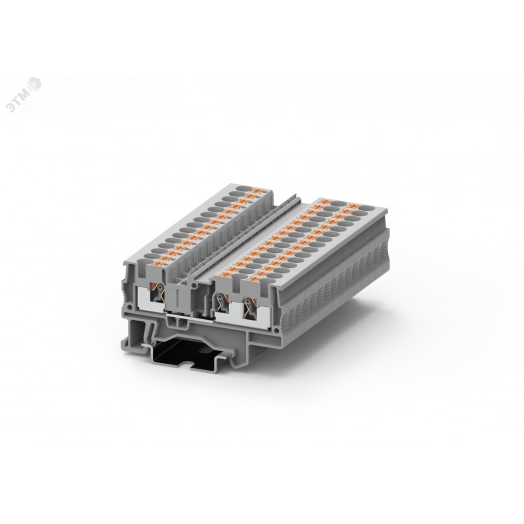 Клемма ТР 1-2 проходная Push-in, сечение 4 мм. кв., серая