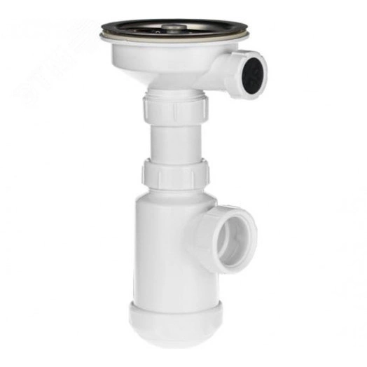 Сифон ЭКОНОМ для кухни 3 1/2'х40 (нержавеющая чашка, пластиковый шток) с гофротрубой  40х40/50