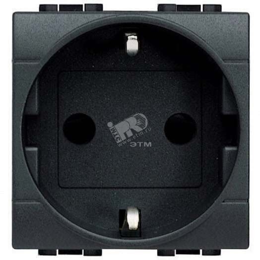 Btichino LL Розетка 2 модуля с заземлением антрацит