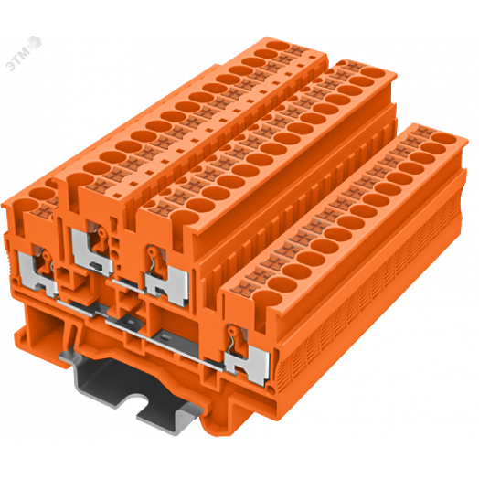 Клемма TP 2-уровневая, сечение 4 мм. кв., оранжевая