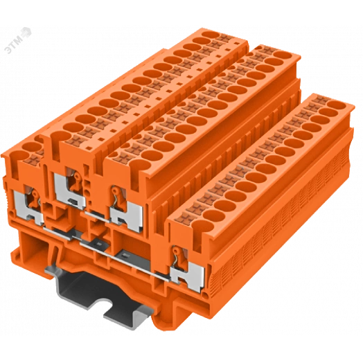 Клемма TP 2-уровневая, сечение 4 мм. кв., оранжевая