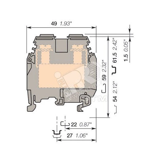 Клемма винтовая M35/16N 35 мм.кв синяя