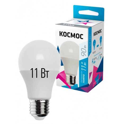 Лампа светодиодная LED 11Вт 220В Е27 D60х108 4500 белый 900Лм А60