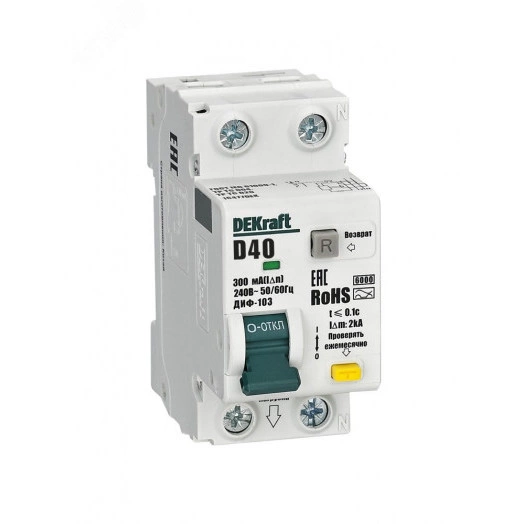 Выключатель автоматический дифференциальный 1P+N 40А 300мА AC х-ка D ДИФ-103 6кА