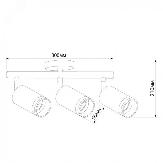 Светильник ДБО 3хGU10 без ламп наклонный черный